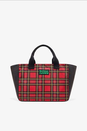 Ganni x Barbour Tote in Red Tartan Size One - Green