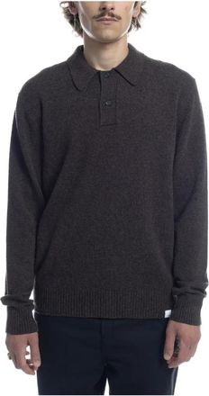 Norse Projects Merino Lambswool Polo Shirt - Heren - Ronde hals truien - Bruin - L - Truien & Vesten