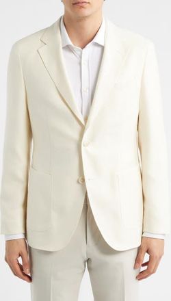BOSS Heston Slim Fit Off White Textured Wool & Silk Blend Sport Coat in Open White at Nordstrom, Size 42