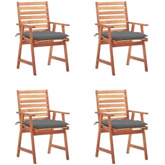 vidaXL Vidaxl - Sillas Comedor De Jard&iacute;n Y Cojines 4 Uds Madera Maciza Acacia
