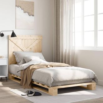 Berkfield Home Bed Frame without Mattress with Headboard 90x200 cm Solid Wood in Brown