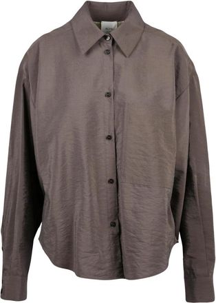 Alysi Zijden Blouse - Dames - Overhemden - Bruin - S - Overhemden