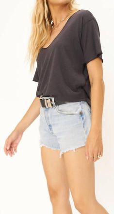 Bloomingdale's Robby Scoop Neck Tee In Black