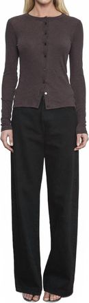 Enza Costa Cashmere Long Sleeve Cardigan In Dark Brown