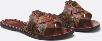 La Redoute Collections Platte muiltjes in python leer