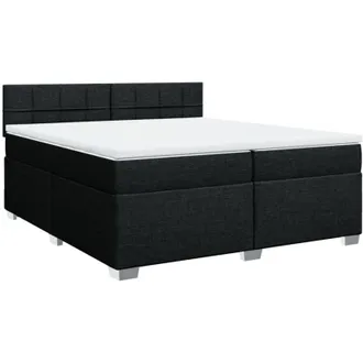 vidaXL Vidaxl - Cama Box Spring Con Colch&oacute;n Tela Negro 200x200 Cm
