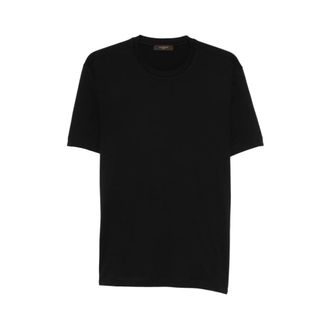 Zanone T-Shirts, male, Black, Size: 2XL Cotton Crew Neck T-shirt