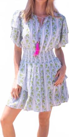 Bell Julie Mini Dress In Green/turquoise Border Stripe