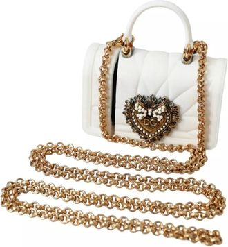 Dolce & Gabbana Phone Accessories, female, White, Size: ONE SIZE White Silicone Heart Airpods Case Gold Chain