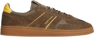Tommy Hilfiger Bruine Urban Sneakers met Mosterd Details - Heren - Sneakers - Bruin - 40 EU - Leer - Schoenen