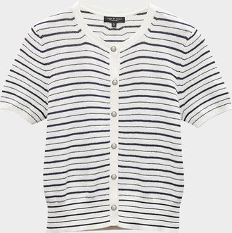 Rag & Bone Dina Stripe Short-Sleeve Cardigan
