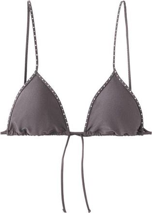 Mango Studded Bikini Top in Grey at Nordstrom, Size X-Small