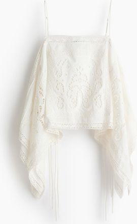 H&M Tr&auml;gertop mit Broderie Anglaise - Weiss