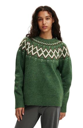Cotton On Womens Luxe Crew Sweater in Fairisle at Nordstrom, Size X-Small