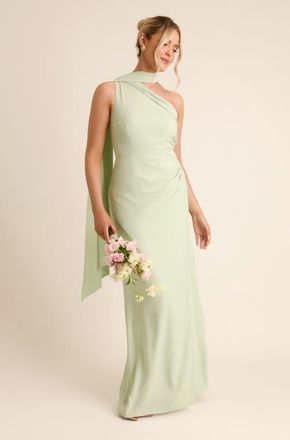 Six Stories One Shoulder Chiffon Bridesmaid Dress in Mint Green at Nordstrom, Size 10
