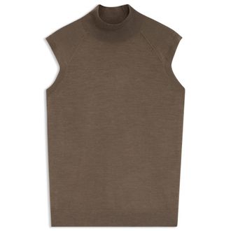 BOSS Sleeveless mock-neck sweater in merino wool