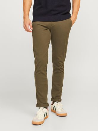 Jack & Jones Chinos JACK & JONES JPSTMARCO JJFURY ANA, Herren, Gr. 28, L&auml;nge 32, gr&uuml;n (olive night), Web, Obermaterial: 98% Baumwolle, 2% Elasthan, unifarben, slim