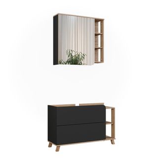 Vicco Conjunto De Muebles De Ba&ntilde;o Karen, Sonoma/antracita, 2 Partes
