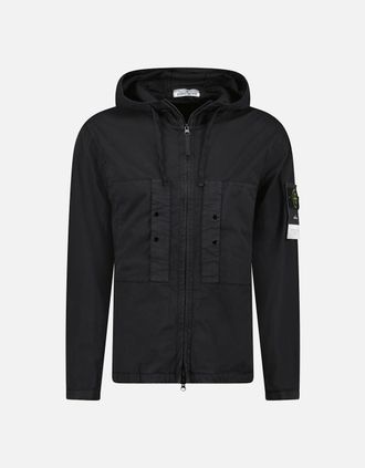 Stone Island Mens Stone Island Black Chest Pocket Hooded Jacket - Size: Regular/36