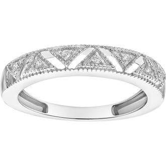 LuvMyJewelry Prism 14K Gold Round Diamond Studded Stackable Ring - 0.05cts in 14K White Gold at Nordstrom, Size 6
