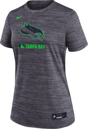 Nike Tampa Bay Rays Authentic Collection City Connect Velocity Nike Womens Dri-FIT MLB T-Shirt in Black | 03EY00ATPA-2UL