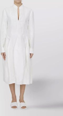 Bottega Veneta linen and viscose dress with buttoned sleeves