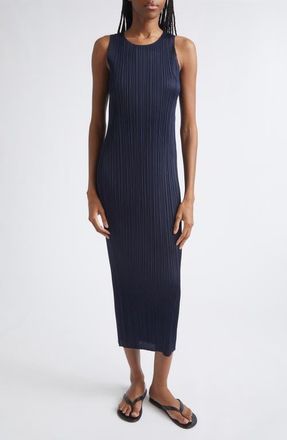 Pleats Please Issey Miyake New Colorful Basics 4 Pleated Sleeveless Dress in Navy at Nordstrom, Size 5