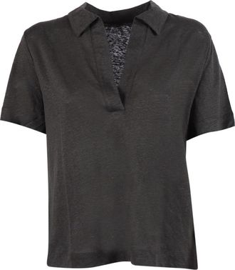 Majestic Filatures Polo manica corta - Dames - Polos - Grijs - XL - Linnen - Tops