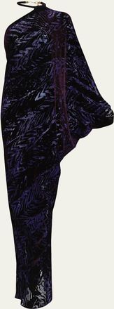 Silvia Tcherassi Erica Velvet Burnout One-Shoulder Gown