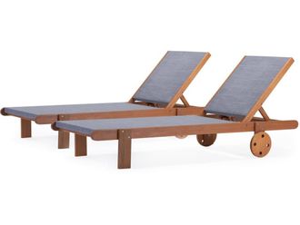 Habitat & Jardin Juego de 2 tumbonas gris 193 x 71 x 80 cm