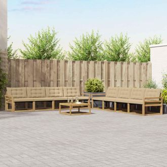 vidaXL Vidaxl Set Di Divani Da Esterno 9 Pz Bianco E Beige