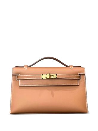 Hermès 2025 Kelly Pochette Swift gold-hardware clutch bag - unisex - Calf Leather - One Size - Brown