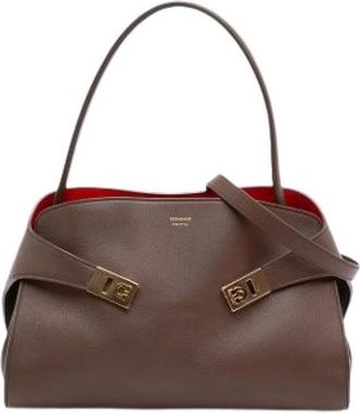 Ferragamo Pre-owned The Hug Handbag - Dames - Pre-owned - Bruin - Maat: ONE Size Leer