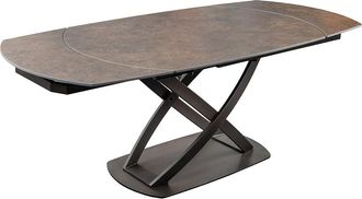 Global Interiors Ovaler, ausziehbarer Designer Esstisch Phoenix aus Keramik 130-190 x 100 cm - Rostoptik