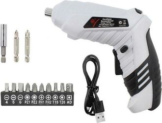 OEM Destornillador El&eacute;ctrico - 3,6 V - Bater&iacute;a Litio 1300 Mah - Luz Led Integrada - Para Espacios Reducidos Y Montaje De Muebles - Kit 16 Piezas