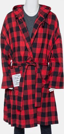 VETEMENTS Red & Black Plaided Flannel Belted Robe
