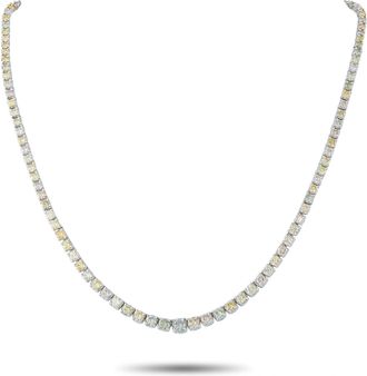Luxury Bazaar 18K White Gold 11.0ct Fancy Color Diamond Tennis Necklace MF03-073026