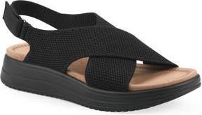 White Mountain Harleen Flatform Slingback Sandal in Black/Fabric at Nordstrom Rack, Size 8.5