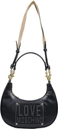 Love Moschino Womens Logo-Embossed Polyurethane Shoulder Bag Black