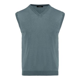 Bomboogie Chaleco de punto de algod&oacute;n con cuello en V - Knitwear - Hombre - Azul - XL