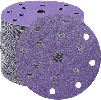 No Brand Discos De Lijado De 150 Mm, Papel De Lija De Grano 60, 45 Piezas, Discos De Lijado De 15 Agujeros Para Lijadora Orbital (morado)