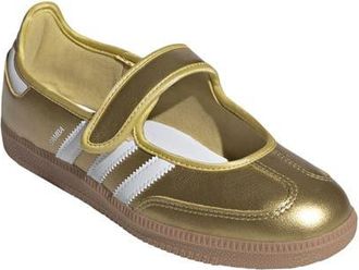 adidas Samba Jane Sneaker in Gold Met./Ftwr White/Gum4 at Nordstrom, Size 5.5