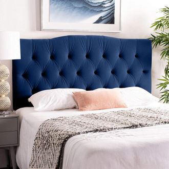 Casa Emia Blue Plush King 26 inch Strutted Headboard