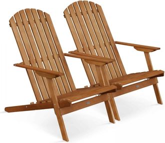 Oviala Lote de 2 sillas plegables de madera de eucalipto