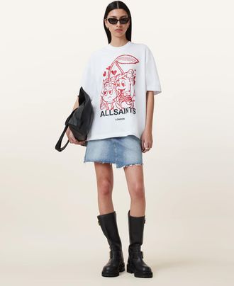 AllSaints Cotton Break Up Etta Oversized T-Shirt, Size: XS