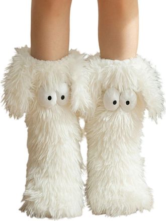 Generic funny slippers-Slipper Socks, Novelty Socks, Cute Monster Fluffy Socks, House Socks with Non-Slip Sole, Warm Winter Bed Socks for Home Office, Funny N