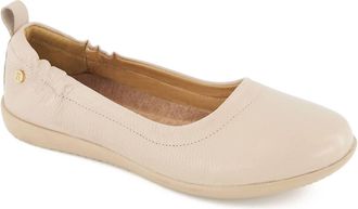 Andrea Womens Luxury Comfort Leather Ballerina Shoes In Beige