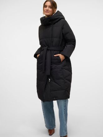 Vero Moda Steppmantel VERO MODA VMLEONIE LONG DOWN COAT GA NOOS, Damen, Gr. XL, schwarz, Steppware, Obermaterial: 100% Polyester, unifarben, M&auml;ntel Steppmantel
