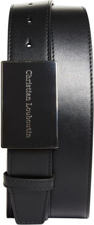 Christian Louboutin Canopy Leather Belt in Black/gun Metal at Nordstrom, Size 100