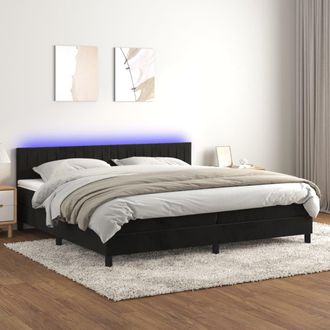 vidaXL Vidaxl - Cama Box Spring Colch&oacute;n Y Led Terciopelo Negro 200x200 Cm